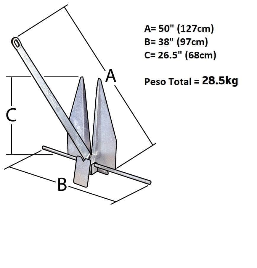 ANCLA-94017 94017 Ancla De Acero Galvanizado S3000 Tipo Danforth 70lb MARINOS DEL GOLFO