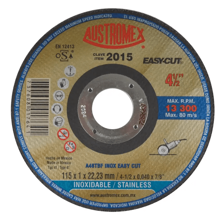 Austromex 2015 Austromex 2015 Disco para Corte de Acero Inoxidable de 4-1/2" x 0.040" x 7/8" AUSTROMEX