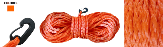 Rabiza para Aro Salvavida Flotante Naranja de 3/8" de 27.5 Metros con Mosqueton MARINOS DEL GOLFO