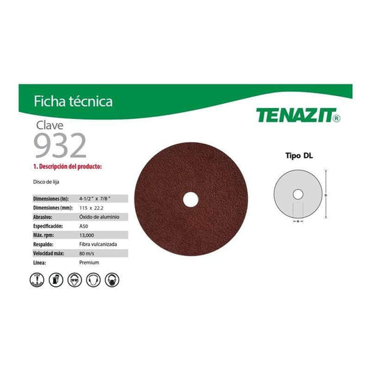 10 piezas-932 Austromex 932 Fibrodisco Óxido Aluminio Grano 50, 10 Piezas MARINOS DEL GOLFO