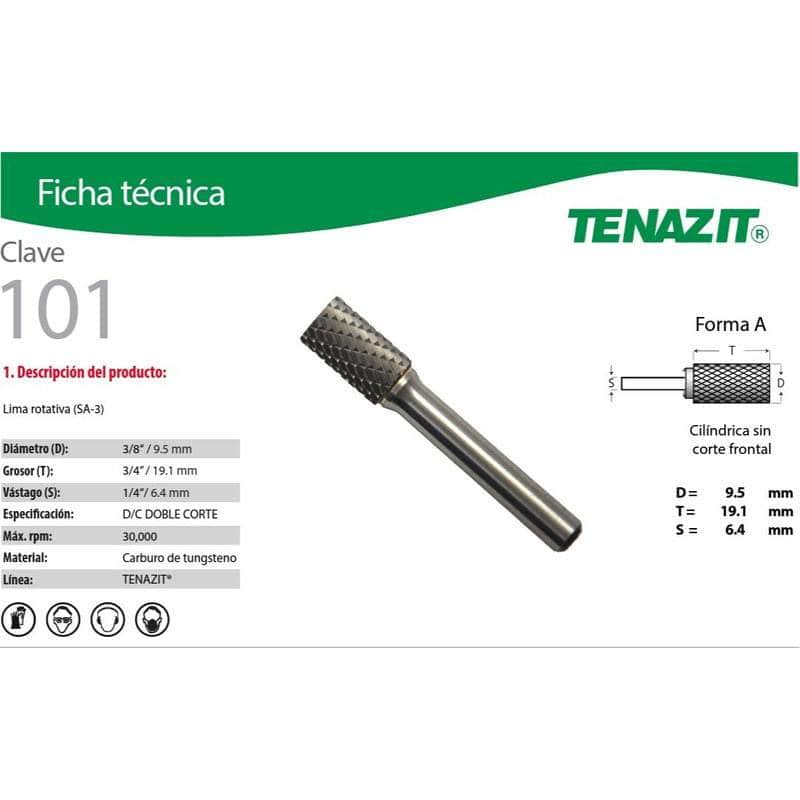 101 Tenazit 101 Lima Rotativa Sin Corte Frontal Sa-3 De 3/8 PuLG New MARINOS DEL GOLFO