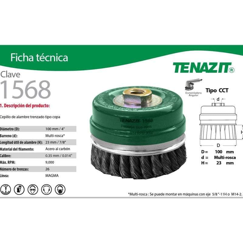 1568 Tenazit 1568, Cepillo Copa Alambre Trenzado De 4 Pulgadas New MARINOS DEL GOLFO