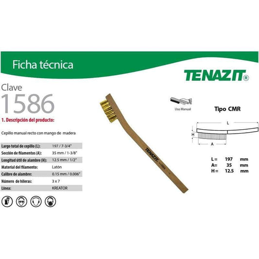 1586 Tenazit 1586 Minicepillo Latonado Mango Madera 35 X 12.5 Mm New MARINOS DEL GOLFO