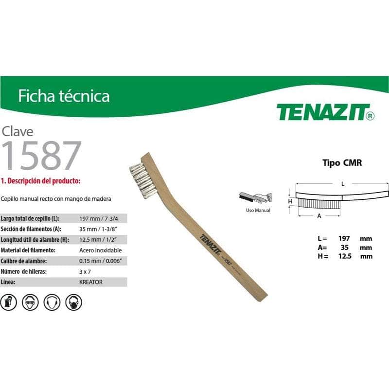 1587 Tenazit 1587 Cepillo Manual Inoxidable Mango Madera De 35mm New MARINOS DEL GOLFO