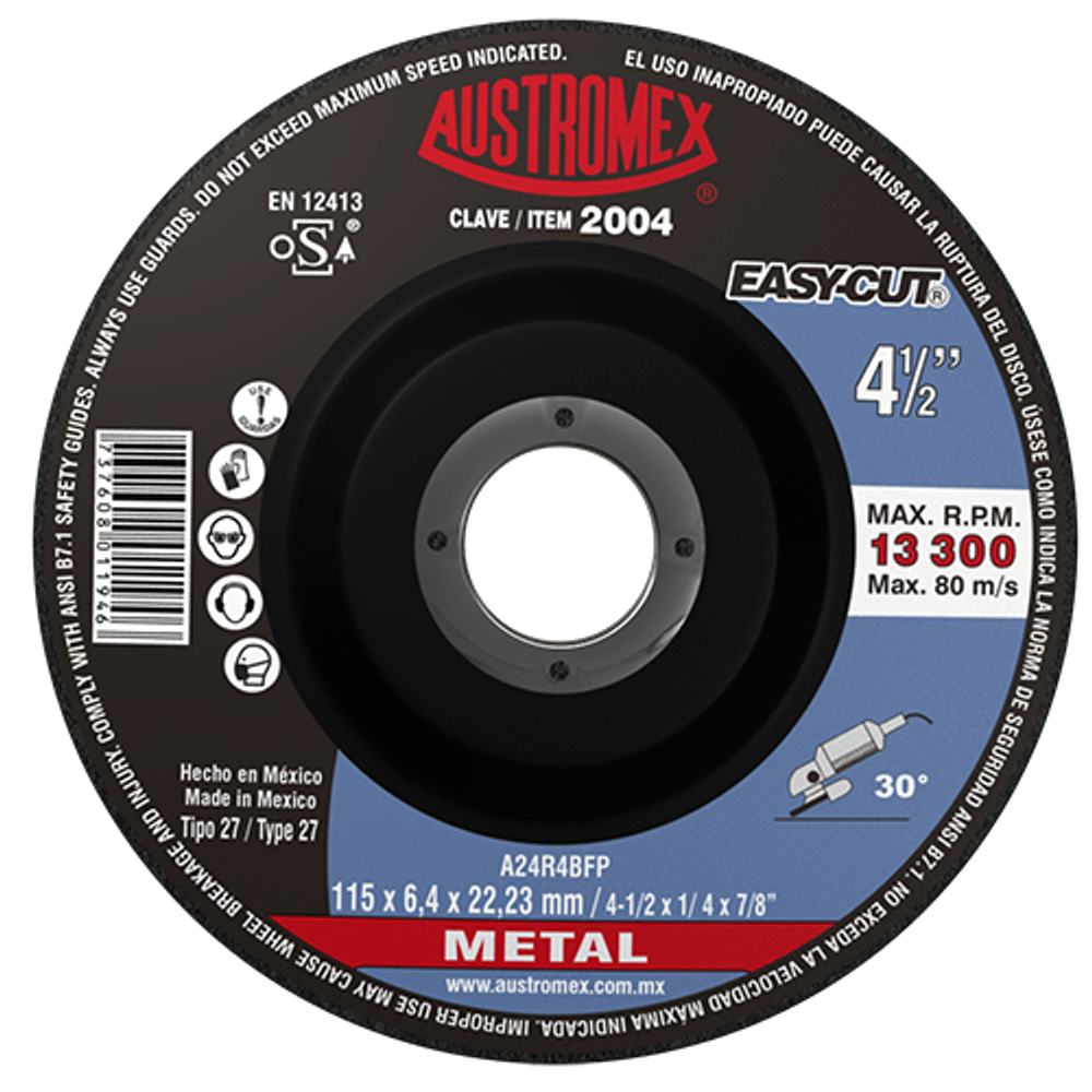 2004 Austromex 2004 Disco con Centro Deprimido para Desbaste de Metal AUSTROMEX