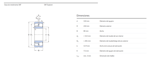 22322 E Rodamiento de rodillos a rótula con funciones de relubricación 22322 E SKF SKF