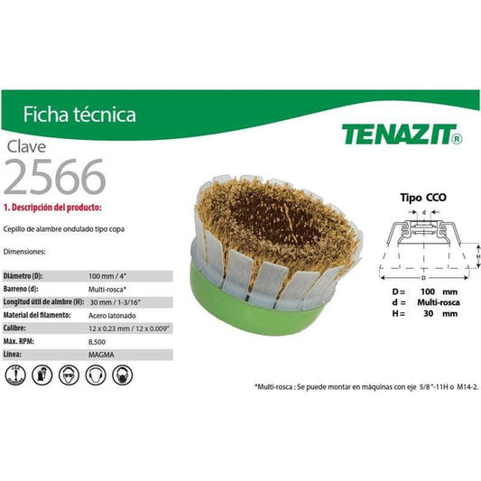 2566 Tenazit 2566 Copa Alambre Ondulado Latonado 4 Pulgadas New MARINOS DEL GOLFO