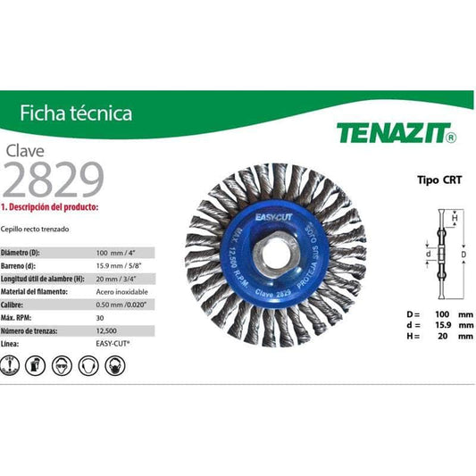 2829 Tenazit 2829 Cepillo Circular Inoxidable Trenzado De 4 PuLG New MARINOS DEL GOLFO