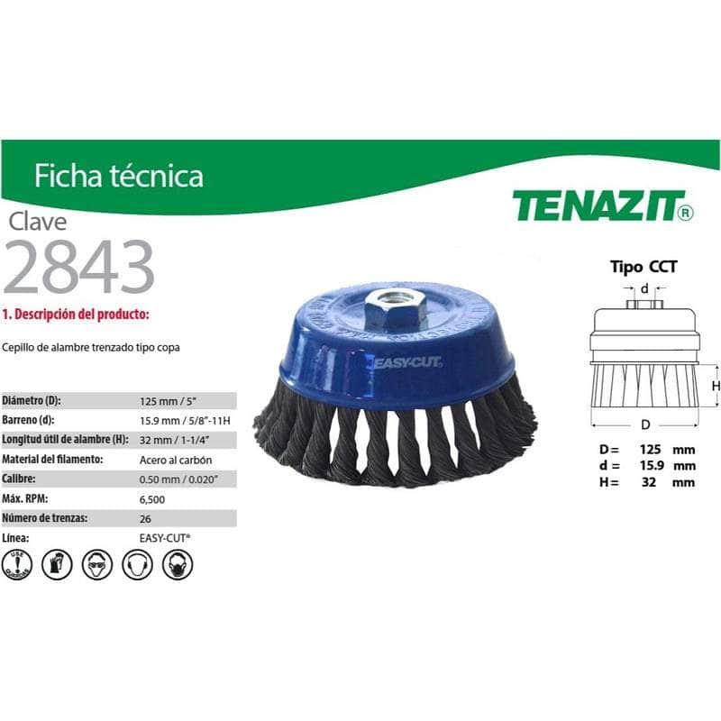 2843 Tenazit 2843 Cepillo Copa Alambre Ac Carbon Trenzado 5 PuLG New MARINOS DEL GOLFO