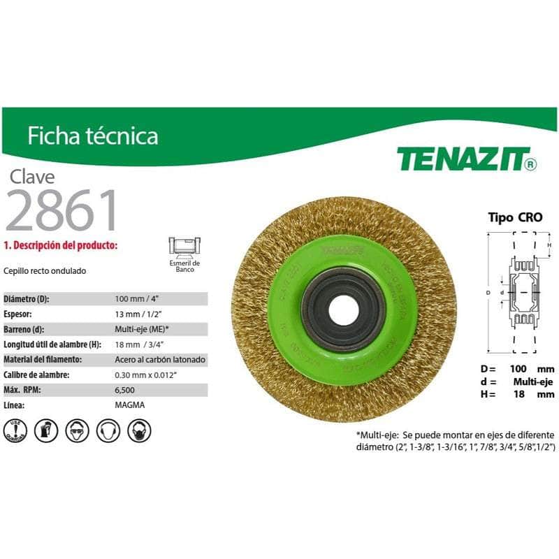 2861 Tenazit 2861 Cepillo Alambre Ondulado Latonado 4 X 1/2 PuLG New MARINOS DEL GOLFO