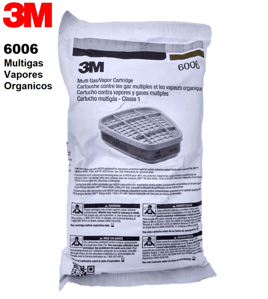 3M-6006 3M 6006 Cartucho Multi Gas Acido y Vapores Organicos 70070709475, 1 Par 3M