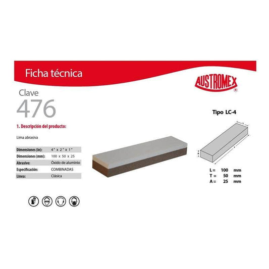 476 Austromex 476 Lima Combinada Oxido Aluminio 4 X 2 X 1 PuLG MARINOS DEL GOLFO