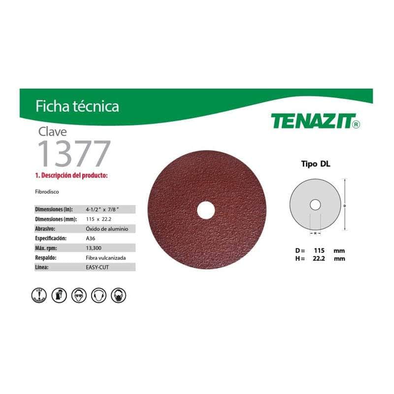 5 piezas-1377 Austromex 1377, Disco De Lija Grano 36 De 4-1/2 PuLG, 5 Pza MARINOS DEL GOLFO