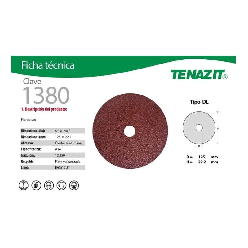 5 piezas-1380 Austromex 1380, Disco De Lija Grano 24 De 5 Pulgadas, 5 Pza MARINOS DEL GOLFO