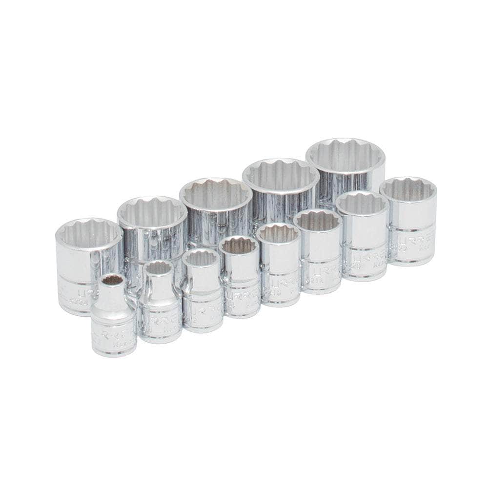 52124 Juego de 13 dados en pulgadas cuadro de 3/8", 12 puntas, en riel, cod.52124 Urrea Urrea