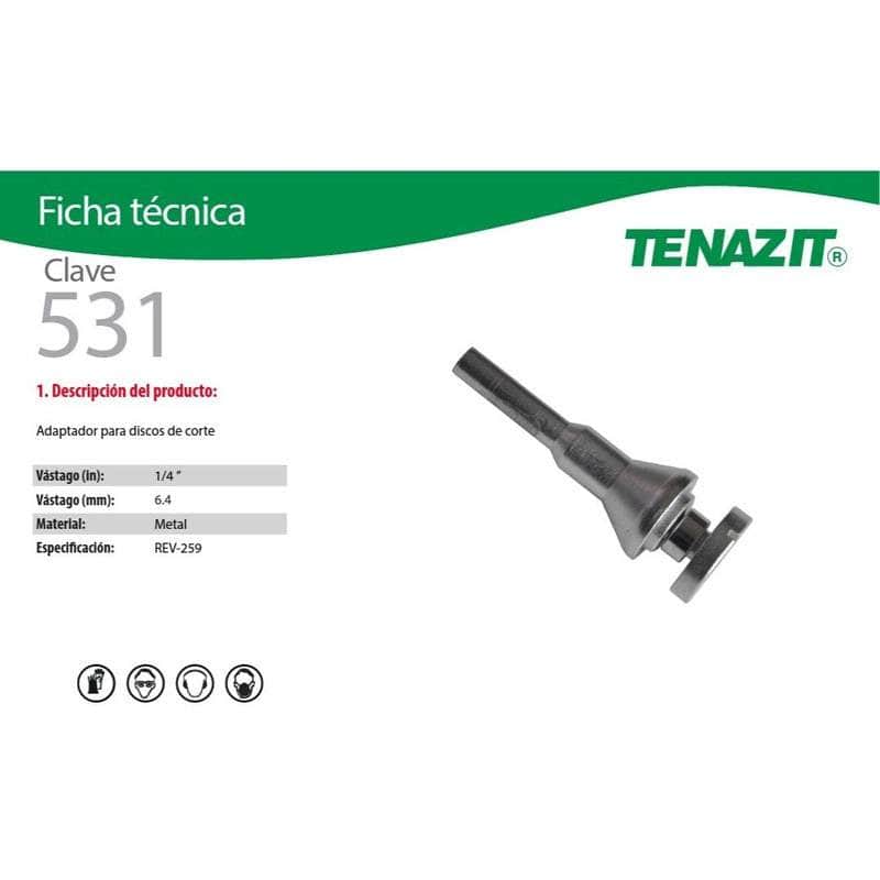 531 Tenazit 531 Adaptador Para Discos De Corte Con Vastago 1/4 New MARINOS DEL GOLFO