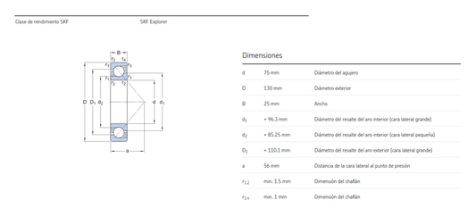 7215 BECBY Rodamiento de una hilera de bolas de contacto angular 7215 BECBY SKF SKF