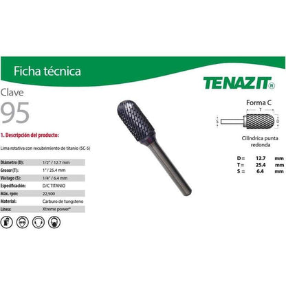 95 Tenazit 95 Lima Rotativa Xtreme-power Sc-5 De 1/2 X 1 PuLG New MARINOS DEL GOLFO