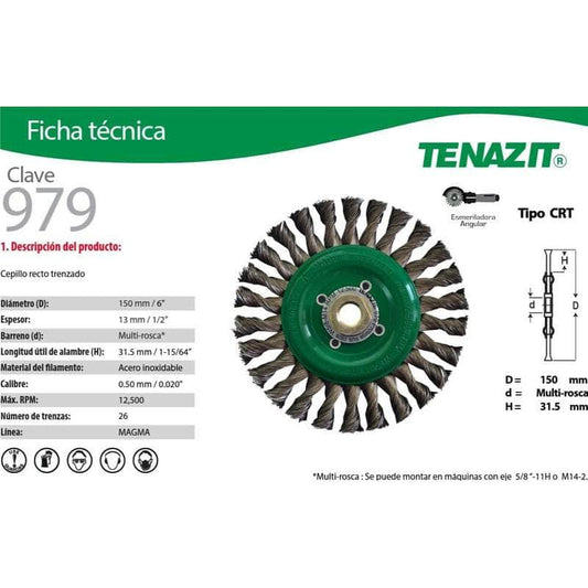 979 Tenazit 979, Cepillo Circular Trenzado Inoxidable De 6 PuLG New MARINOS DEL GOLFO