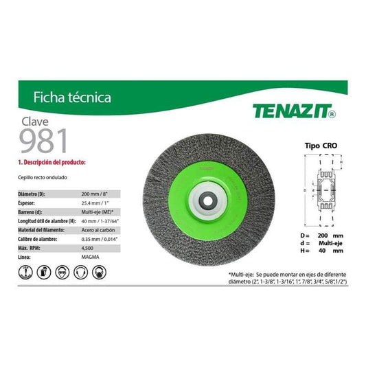 981 Tenazit 981 Cepillo Alambre Ondulado Acero Carbon 8 Pulgadas New MARINOS DEL GOLFO