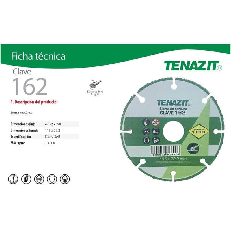 CLAVE-162 Tenazit 162 Sierra Carburo Tungsteno Corte Madera 4-1/2 PuLG New MARINOS DEL GOLFO