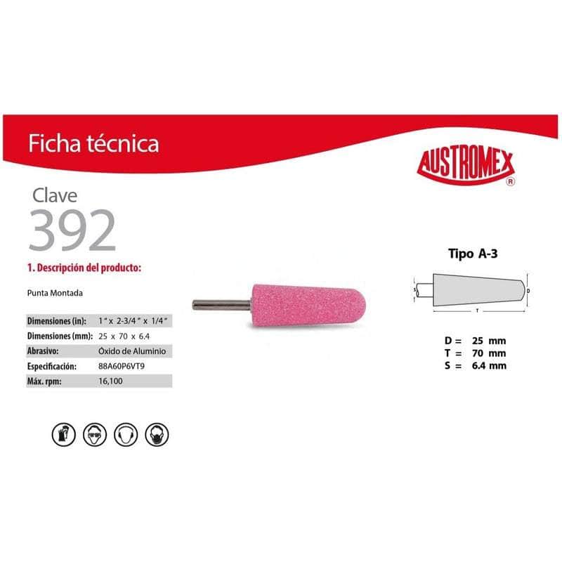 clave-392 Austromex Clave 392, Punta Montada Rosa Tipo A De 1 Pulgada MARINOS DEL GOLFO