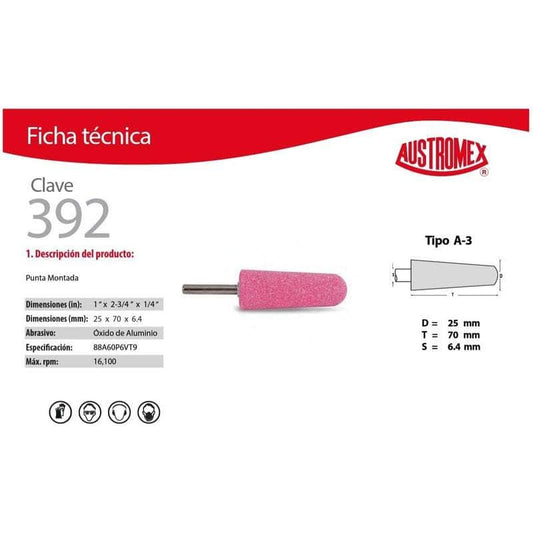 clave-392 Austromex Clave 392, Punta Montada Rosa Tipo A De 1 Pulgada MARINOS DEL GOLFO