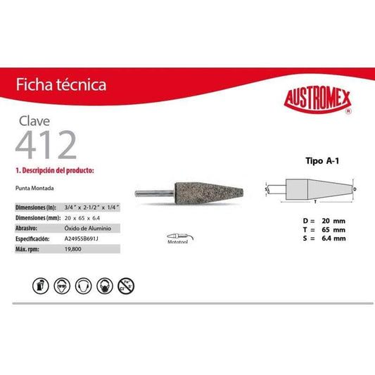 CLAVE-412 Austromex Clave 412, Piedra Montada Cafe Tipo A, 3/4 Pulgada MARINOS DEL GOLFO