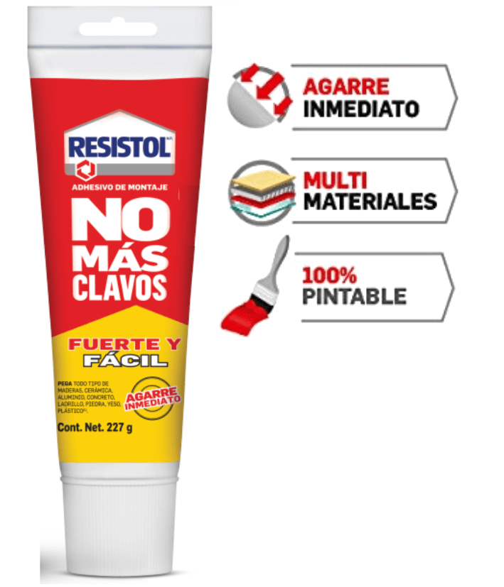 H0031 Resistol No Más Clavos, Fuerte y Fácil, tubo de 227grs RESISTOL