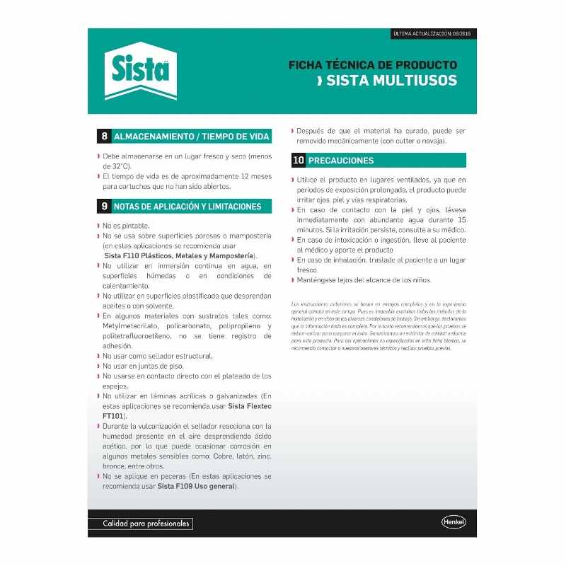 NEASS280 Sellador Silicon Sista Multiusos Negro, Cartucho 280ml GRUPO TMG