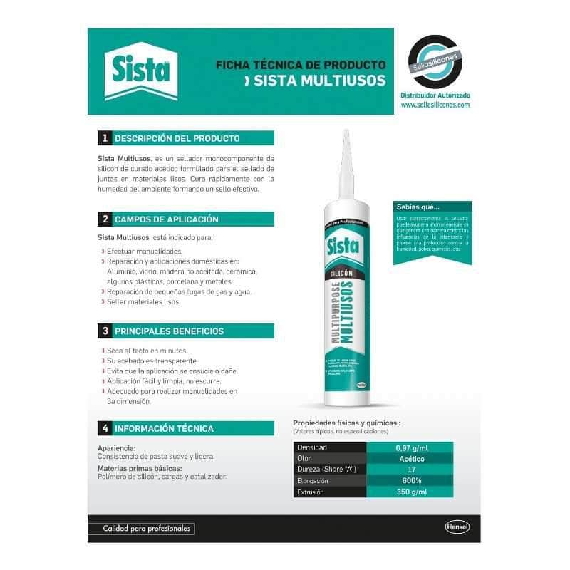 NEASS280 Sellador Silicon Sista Multiusos Negro, Cartucho 280ml GRUPO TMG