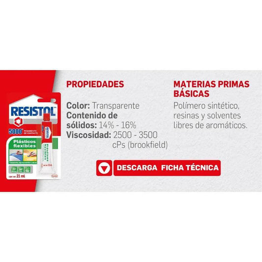 Resistol 5000 Plasticos Flexibles De 21ml MARINOS DEL GOLFO