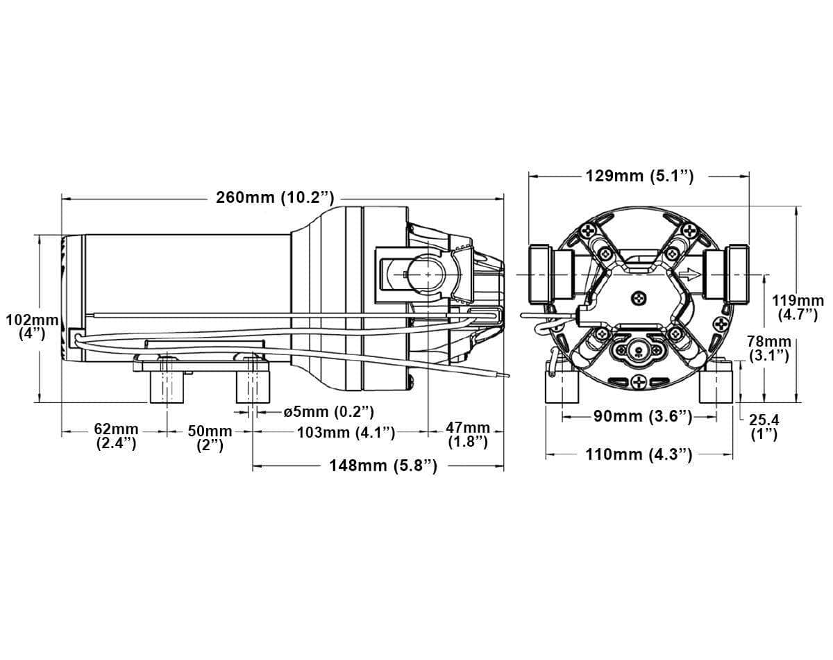 P602J-215S-3A Jabsco Bomba Agua Dulce Par-Max HD6, 6 GPM, 40 PSI, 24 Volts, P602J-215S-3A MARINOS DEL GOLFO