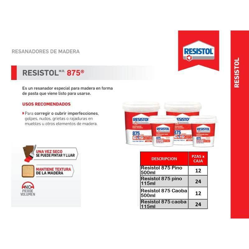 RE69875R Resistol 875 Resanador De Madera Color Pino De 500ml GRUPO TMG