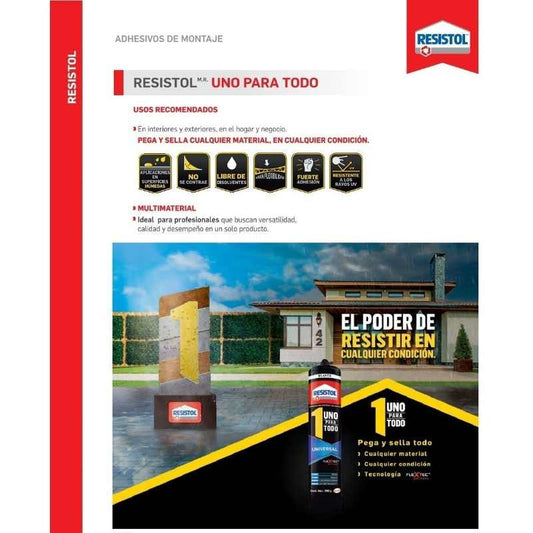 RE74350R Resistol Agarre Extremo, Resiste 350 Kg, Blanco, Tubo 446gr GRUPO TMG