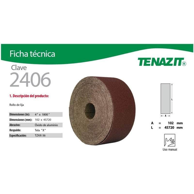 ROLLO-2406 Tenazit 2406, Rollo De Lija De Tela Grano 36, 4 X 1800 PuLG New MARINOS DEL GOLFO