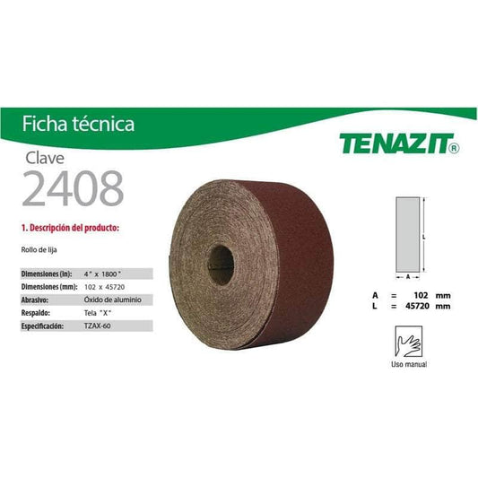 ROLLO-2408 Tenazit 2408, Rollo De Lija De Tela Grano 60, 4 X 1800 PuLG New MARINOS DEL GOLFO