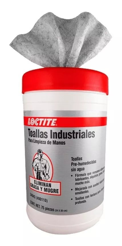 34943 LOCTITE 34943 Toallas Industriales, Bote Con 75 Piezas LOCTITE