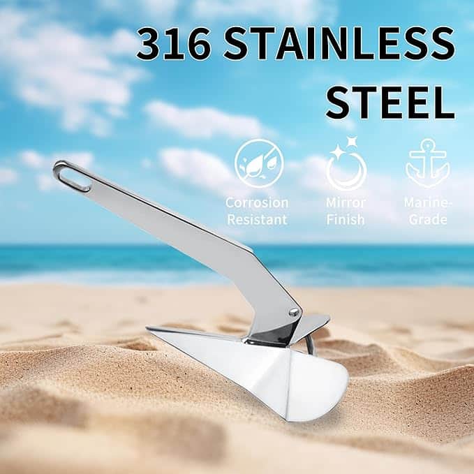 ANCLA DELTA 1KG Ancla Marina tipo Delta de 1kg (2.2 Lb) de Acero Inoxidable 316 MARINOS DEL GOLFO