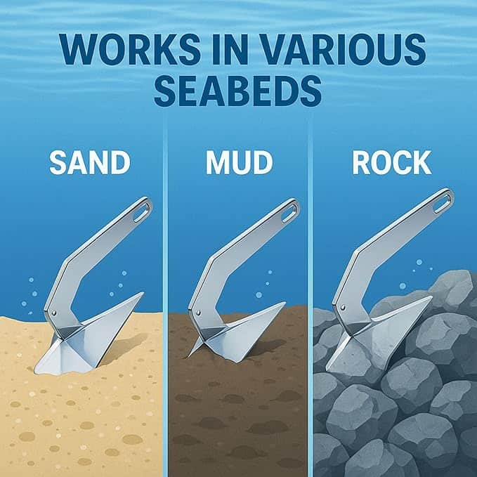ANCLA DELTA 1KG Ancla Marina tipo Delta de 1kg (2.2 Lb) de Acero Inoxidable 316 MARINOS DEL GOLFO