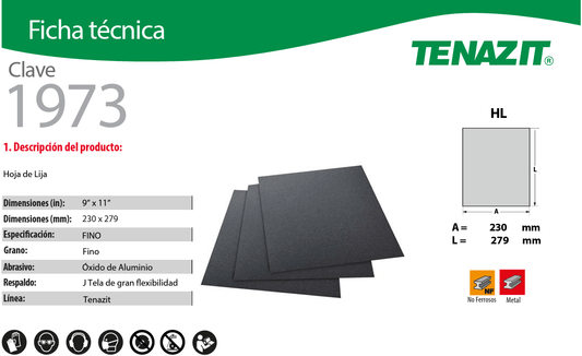 austromex-1973 Austromex 1973 Hoja de Lija Esmeril Grano Fino Uso en Seco o Humedo AUSTROMEX