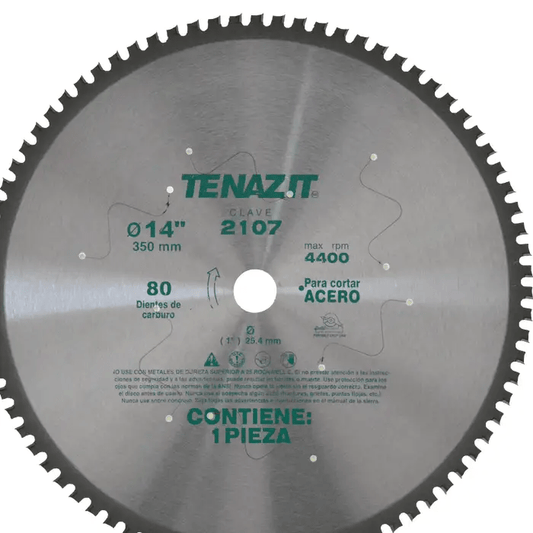 Austromex-2107 Tenazit 2107, Sierra para corte de acero de 80 dientes de 14" x 0.090 x 1" AUSTROMEX