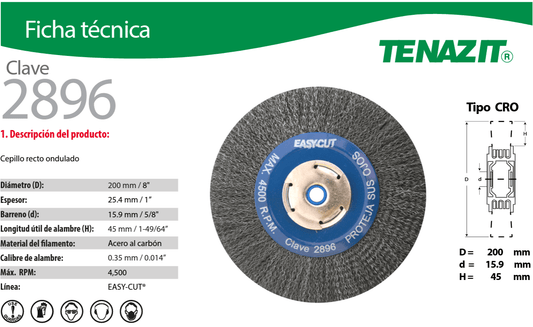 Austromex 2896 Tenazit 2896 Cepillo circular ondulado de 8" x 0.014" x 5/8" Austromex AUSTROMEX