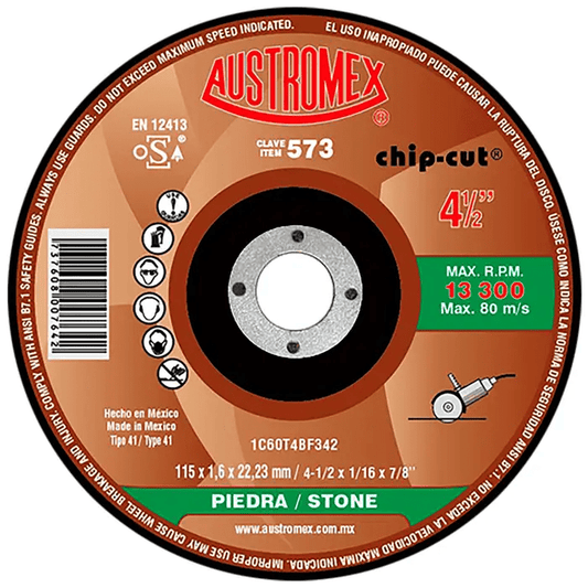Austromex-573 Austromex 573 Disco para corte de piedra de 4-1/2 x 1/16 x 7/8 AUSTROMEX