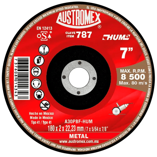 Austromex-787 Austromex 787 Disco para corte de metal de 7" x 5/64" x 7/8" HUM AUSTROMEX
