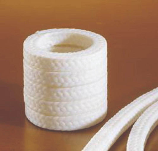 Empaquetadura Trenzada Tipo Garlock de Fibra Sintética con PTFE Teflón de 1/4″, 1 metro MARINOS DEL GOLFO
