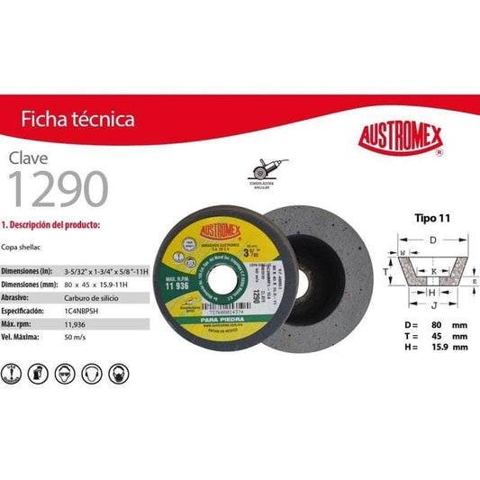 1290 Austromex 1290, Copa Shellac Para Pulido Color Verde MARINOS DEL GOLFO