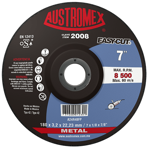 2008 Austromex 2008 Disco con Centro Deprimido para Corte de Metal AUSTROMEX