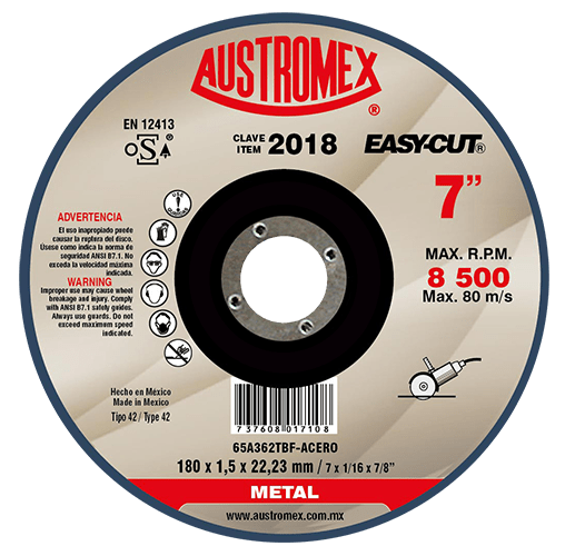 2018 Austromex 2018 Disco para Corte de Metal AUSTROMEX