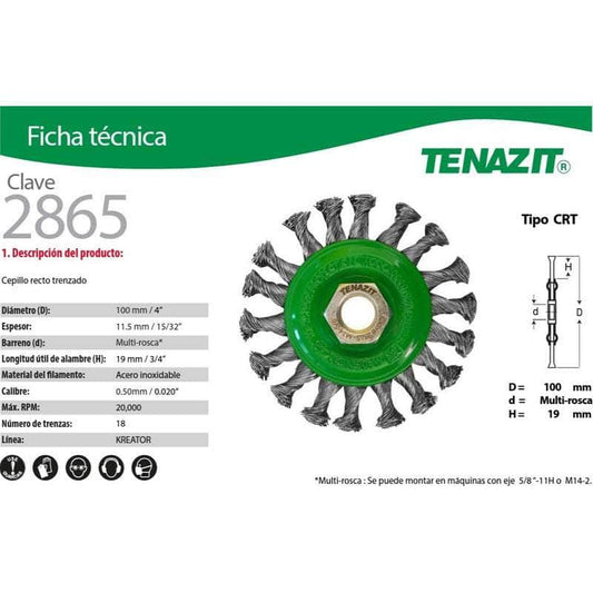 2865 Tenazit 2865 Cepillo Alambre Inoxidable Trenzado De 4 PuLG New MARINOS DEL GOLFO